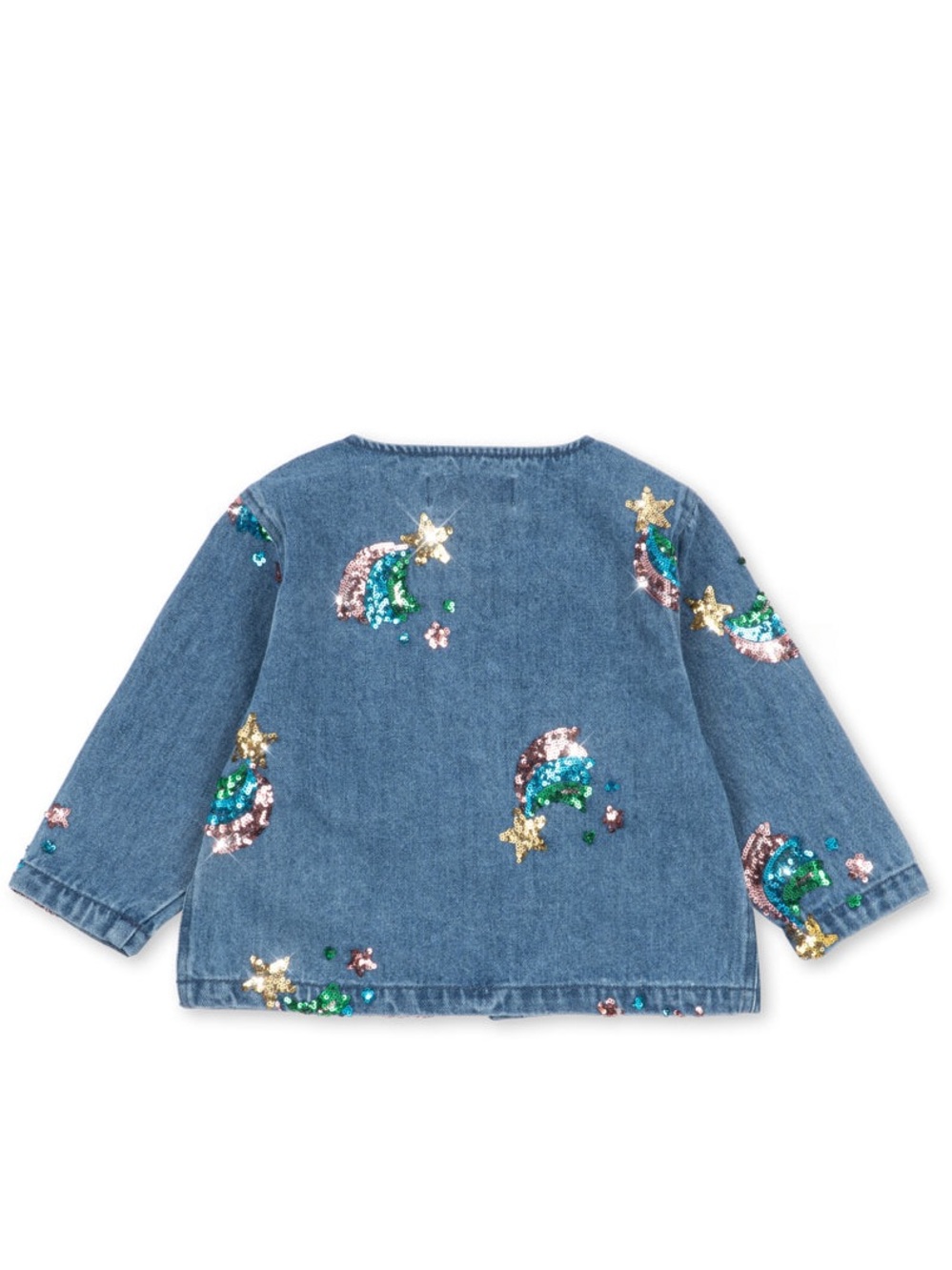 🆕 Konges Slojd magot sequin denim jacket - Rainbow Star - size 2Y - Picture 2 of 6